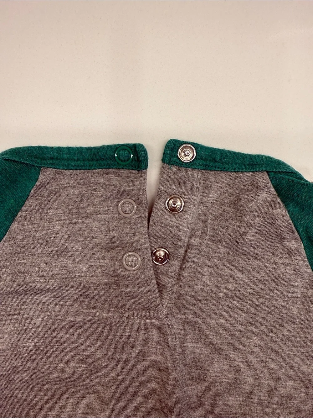 Little Sleepies Gray & Green 'Happy Go Lucky' Raglan Bodysuit 12-18mo